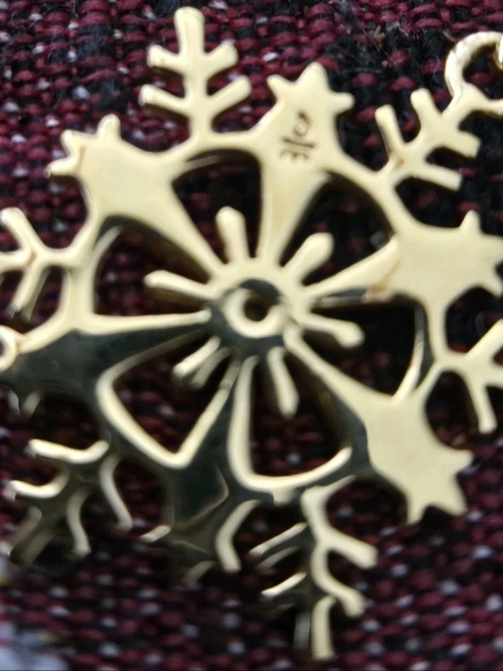 Gold and White Snowflake Pendant Necklace with Center Accent